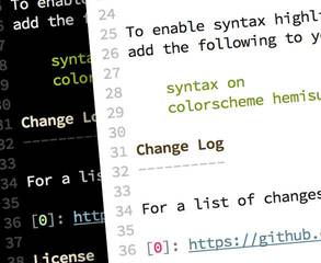 Detail screen shot of Hemisu in MacVim (light)
